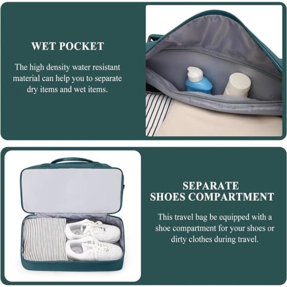 Weekender Bags for Women,Personal Item Travel Bag with Shoes Compartment - Picture 5 of 8